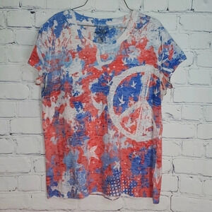 Greensource Burnout Peace American Tee Shirt Womens SIZE XL